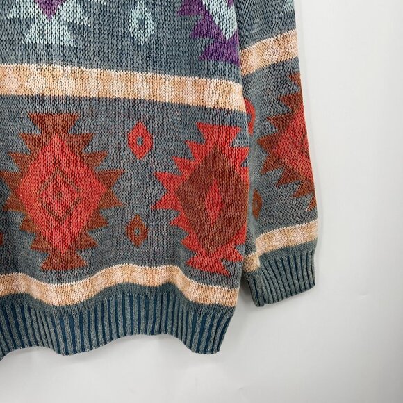 Vintage Kiya 80s 90s sweater grandpa aztec tribal geometrical print men's size m - Picture 6 of 12